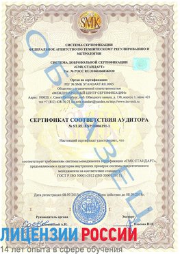 Образец сертификата соответствия аудитора №ST.RU.EXP.00006191-1 Соликамск Сертификат ISO 50001